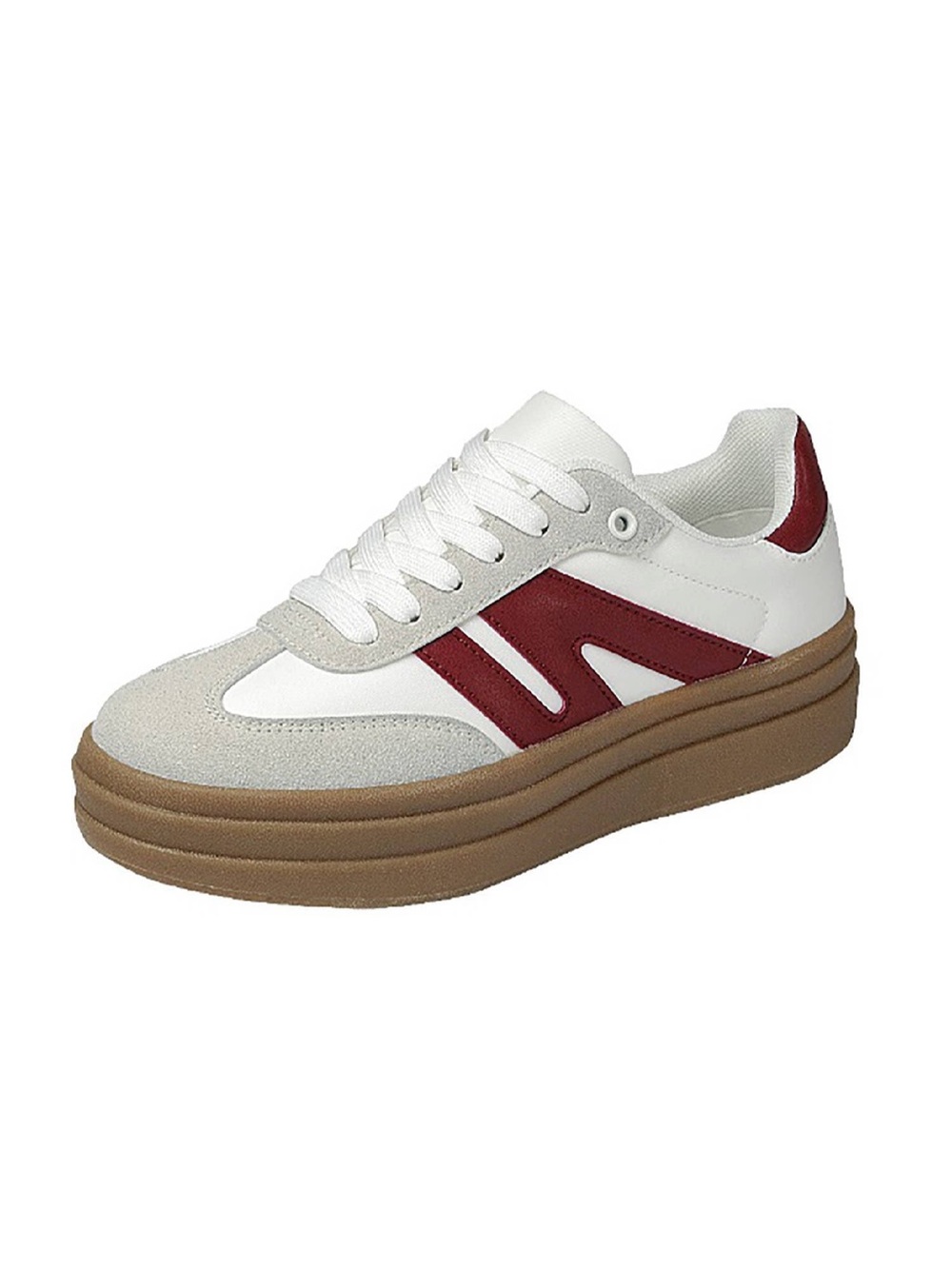 Chucky Lace Up Platform Sneakers Grey With Wine Stripe